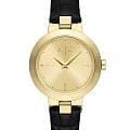 Armani Exchange Armani Exchange Jackie AX5174  AX5174 кварцевые женские часы  золотой циферблат, браслет кожаный — вид спереди