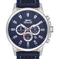 Slazenger Slazenger SL.09.2105.2.01  SL.09.2105.2.01 кварцевые мужские часы  синий циферблат, браслет кожа + текстиль — вид спереди