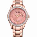 Citizen Citizen Eco-Drive FE1252-82X  FE1252-82X кварцевые женские часы  розовый циферблат, браслет нержавеющая сталь с ip-покрытием — вид спереди