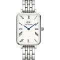 Daniel Wellington Daniel Wellington Quadro Roman Numerals 5-Link Silver DW00100691  DW00100691 кварцевые женские часы  белый циферблат, браслет нержавеющая сталь — вид спереди