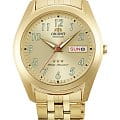 Orient Orient RA-AB0036G1  RA-AB0036G19 механические мужские часы  золотой циферблат, браслет сталь c pvd покрытием — вид спереди