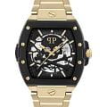 Philipp Plein Philipp Plein The Skeleton 2.0 PWJFA0625  PWJFA0625 механические мужские часы  черный циферблат, браслет нержавеющая сталь с pvd-покрытием — вид спереди
