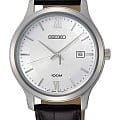 Seiko Seiko Promo SUR297P1  SUR297P1 кварцевые мужские часы  белый циферблат, браслет кожаный — вид спереди
