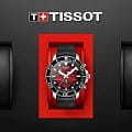 Tissot Tissot Seastar 1000 Chronograph T120.417.17.421.00 кварцевые мужские часы часы, крупный план красный циферблат