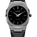 D1 Milano D1 Milano Ultra Thin UTLJ02  UTLJ02 кварцевые мужские часы  черный циферблат, браслет кожаный — вид спереди
