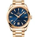 Omega Omega Seamaster Aqua Terra 220.50.38.20.03.001 Aqua Terra 22050382003001 механические женские часы  синий циферблат, браслет 18-каратное желтое золото — вид спереди