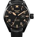 Aviator Aviator Airacobra P42 V.1.22.5.157.4  V.1.22.5.157.4 кварцевые мужские часы  черный циферблат, браслет кожаный — вид спереди