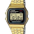 Casio Casio A-159WGEA-1E  A-159WGEA-1E кварцевые мужские часы  желтый циферблат, браслет сталь с ip покрытием — вид спереди