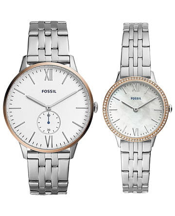 Fossil Rye His and Her Multifunction Stainless Steel Watch Set FS5562SET