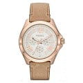 Fossil Fossil Bannon  AM4532  AM4532 кварцевые женские часы  серый циферблат, браслет кожа + текстиль — вид спереди