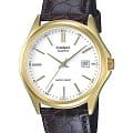 Casio Casio Collection MTP-1183Q-7ADF (MTP-1183Q-7A)  MTP-1183Q-7A кварцевые мужские часы  белый циферблат, браслет кожаный — вид спереди