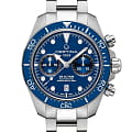 Certina Certina DS Action Diver Chrono C032.827.11.041.00 DS Action C0328271104100 механические мужские часы  синий циферблат, браслет нержавеющая сталь 316l — вид спереди