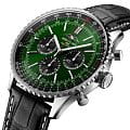 Breitling Breitling Navitimer B01 Chronograph 46 AB0137241L1P1 механические мужские часы часы, крупный план зеленый циферблат