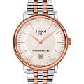 Tissot Tissot Carson Powermatic 80 T122.407.22.031.01 Carson T1224072203101 механические мужские часы  белый циферблат, браслет сталь c pvd покрытием — вид спереди