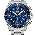 Swiss Military by Chrono Swiss Military by Chrono XL Chronograph SM34101.02  SM34101.02 кварцевые мужские часы  синий циферблат, браслет нержавеющая сталь — вид спереди