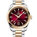 Omega Omega Seamaster Aqua Terra 220.20.38.20.10.002 Aqua Terra 22020382010002 механические женские часы  бордовый циферблат, браслет нержавеющая сталь + золото 18к — вид спереди