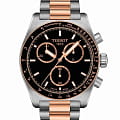 Tissot Tissot PR516 Quartz Chronograph T149.417.22.051.01  T1494172205101 кварцевые мужские часы  черный циферблат, браслет нержавеющая сталь с pvd-покрытием — вид спереди