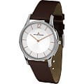 Jacques Lemans Jacques Lemans 1-1850F  1-1850F кварцевые мужские часы  белый циферблат, браслет кожа + текстиль — вид спереди