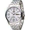 Orient Orient EM7P009W (FEM7P009W)  FEM7P009W механические мужские часы  белый циферблат, браслет  — вид спереди