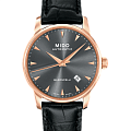 Mido Mido Baroncelli M8600.3.13.4  M86003134 механические мужские часы  черный циферблат, браслет кожаный — вид спереди