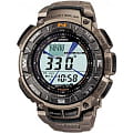 Casio Casio Pro Trek PRG-240T-7E PRG PRG-240T-7E электронные мужские часы серый циферблат, браслет титановый — вид спереди