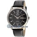 Orient Orient EM7P006B (FEM7P006B)  FEM7P006B механические мужские часы  черный циферблат, браслет кожа + текстиль — вид спереди