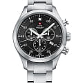 Swiss Military by Chrono Swiss Military by Chrono SM34076.01  SM34076.01 кварцевые мужские часы  черный циферблат, браслет нержавеющая сталь — вид спереди
