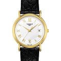 Tissot Tissot Carson Lady 18K Gold T71.3.129.13 Carson T71312913 кварцевые женские часы  белый циферблат, браслет кожаный — вид спереди