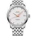 Mido Mido Baroncelli Chronometer M027.208.11.036.00  M0272081103600 механические женские часы  белый циферблат, браслет нержавеющая сталь — вид спереди