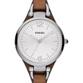 Fossil Fossil Bannon ES3060  ES3060 кварцевые женские часы  белый циферблат, браслет кожаный — вид спереди
