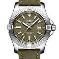 Breitling Breitling Avenger Automatic 43 A17318101L1X1  A17318101L1X1 механические мужские часы  зеленый циферблат, браслет кожа + текстиль — вид спереди