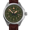 Aviator Aviator Airacobra V.1.38.0.330.4  V.1.38.0.330.4 кварцевые мужские часы  зеленый циферблат, браслет кожаный — вид спереди