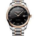 Longines Longines Master Collection L2.793.5.57.7  L27935577 механические мужские часы  черный циферблат, браслет сталь + золото — вид спереди