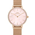 Daniel Wellington Daniel Wellington Petite DW00100663  DW00100663 кварцевые женские часы  розовый циферблат, браслет сталь c pvd покрытием — вид спереди