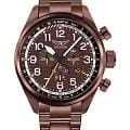 Aviator Aviator Airacobra P45 Chrono V.2.25.8.172.5  V.2.25.8.172.5 кварцевые мужские часы  коричневый циферблат, браслет нержавеющая сталь с pvd-покрытием — вид спереди