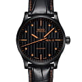 Mido Mido Multifort M005.430.36.051.80  M0054303605180 механические мужские часы черный циферблат, браслет кожаный — вид спереди