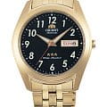 Orient Orient RA-AB0035B1  RA-AB0035B19 механические мужские часы  черный циферблат, браслет сталь c pvd покрытием — вид спереди