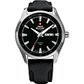 Swiss Military by Chrono Swiss Military by Chrono SM34027.05  SM34027.05 кварцевые мужские часы  черный циферблат, браслет кожа + текстиль — вид спереди