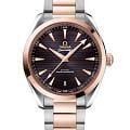 Omega Omega Seamaster Aqua Terra 220.20.41.21.06.001 Aqua Terra 22020412106001 механические мужские часы  черный циферблат, браслет нержавеющая сталь + золото 18к — вид спереди