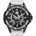 Philipp Plein Philipp Plein The Skull Carbon Fiber PWAAA1822  PWAAA1822 кварцевые мужские часы  черный циферблат, браслет силикон — вид спереди