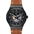 Swatch Swatch Irony Sistem51 Lacquered YIB402  YIB402 механические мужские часы  черный циферблат, браслет кожаный — вид спереди