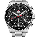 Swiss Military by Chrono Swiss Military by Chrono XL Chronograph SM34101.01  SM34101.01 кварцевые мужские часы  черный циферблат, браслет нержавеющая сталь — вид спереди