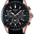Seiko Seiko Astron GPS Solar SSE055J1  SSE055J1 кварцевые мужские часы  черный циферблат, браслет каучук — вид спереди