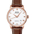 Mido Mido Baroncelli M8600.2.26.8  M86002268 механические мужские часы  белый циферблат, браслет кожаный — вид спереди