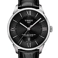 Tissot Tissot Chemin des Tourelles Powermatic 80 T099.407.16.058.00 Chemin des Tourelles T0994071605800 механические мужские часы  черный циферблат, браслет кожаный — вид спереди