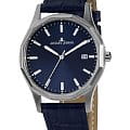Jacques Lemans Jacques Lemans 1-2010C  1-2010C кварцевые мужские часы  синий циферблат, браслет кожаный — вид спереди