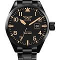 Aviator Aviator Airacobra P42 V.1.22.5.157.5  V.1.22.5.157.5 кварцевые мужские часы  черный циферблат, браслет нержавеющая сталь с pvd-покрытием — вид спереди