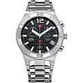 Swiss Military by Chrono Swiss Military by Chrono SM34015.01  SM34015.01 кварцевые мужские часы  черный циферблат, браслет нержавеющая сталь — вид спереди