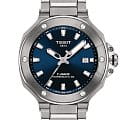 Tissot Tissot T-Race Powermatic 80 T141.807.11.041.00 T Race T1418071104100 механические мужские часы  синий циферблат, браслет нержавеющая сталь 316l — вид спереди