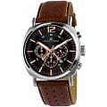 Jacques Lemans Jacques Lemans 1-1645K  1-1645K кварцевые мужские часы  черный циферблат, браслет кожаный — вид спереди